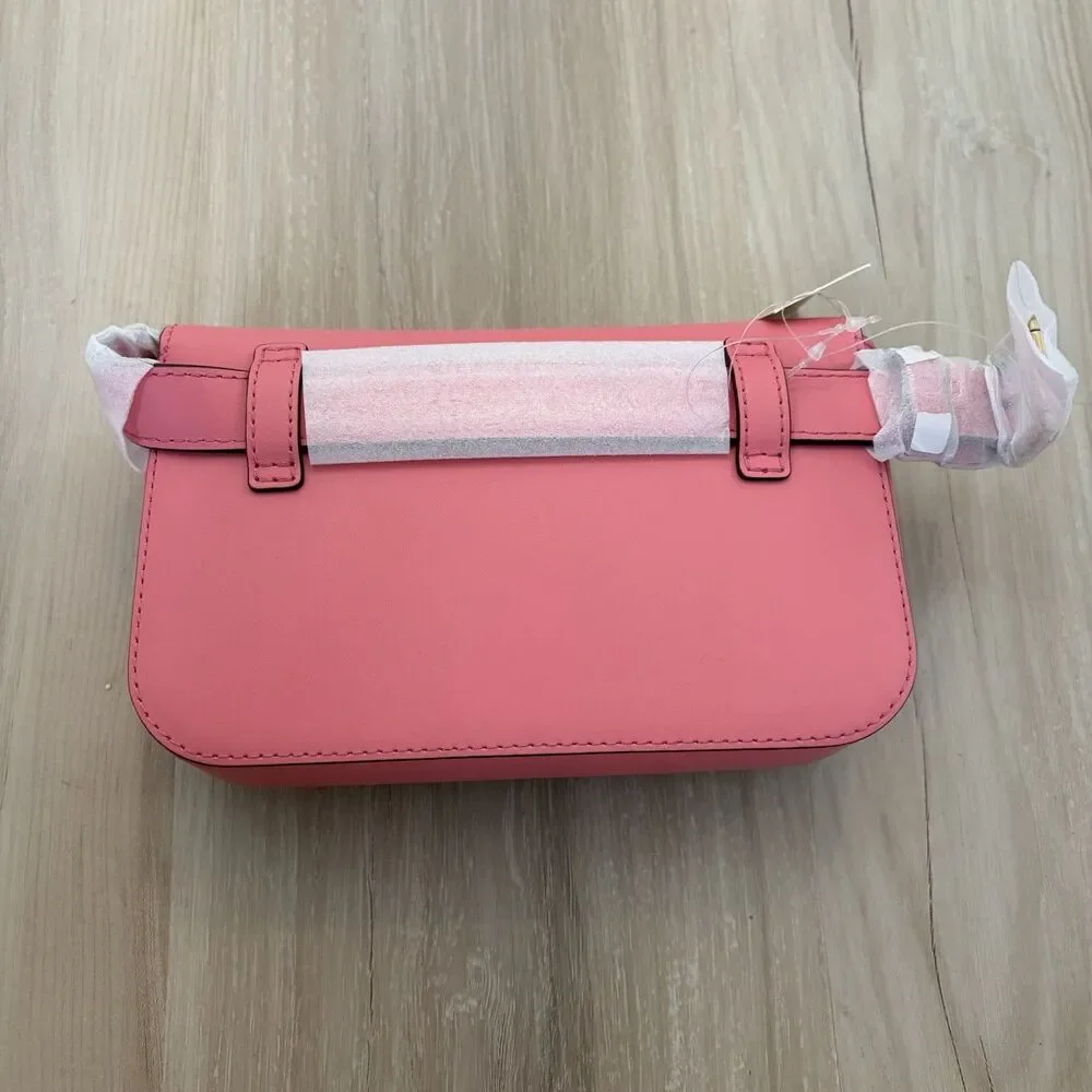 Michael Kors Sloan Editor Small Flap Belt Bag Fanny Pack Clutch Leather Tea Rose